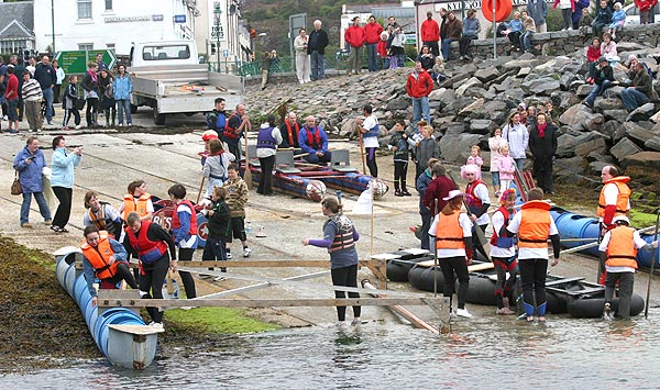 crowds at the harbour in Kyle of Lochalsh before the raft race 2007