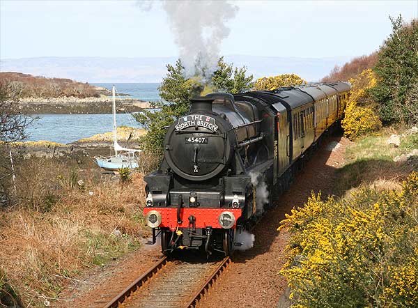 Steam Train coming to a halt before Kyle Station